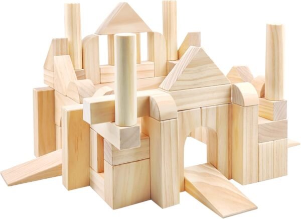 Large Wooden Blocks for Toddlers 1-3, 64 Pieces Big Wood Building Blocks Set with Wooden Storage Box, Large Toddler Blocks Building and Stacking Toys Construction Set