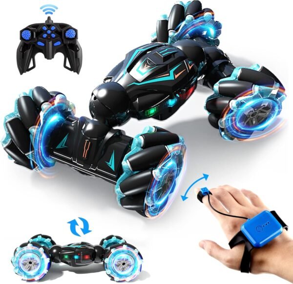 1:12 RC Stunt Car,   Remote Control Gesture Sensor Toy Cars, Double Sided Rotating Off Road Vehicle 360° Flips with Lights Music, for Boys & Girls Birthday