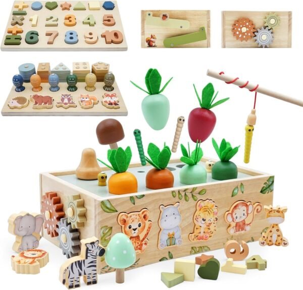 Wooden Toys for 1+ Year Old, 9 in 1  Toddler Toy with Preschool Educational Toys for 2+ Year Old, Birthday for Boys Girls Aged 1 2 3 4 Years