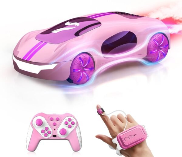 Gesture Sensing Remote Control Car, Drift RC Stunt Car with Light Spray & Sound,  Hobby RC Cars Toy for Kids, 360° Rotate, Birthday Gifts for Boys Girls 6-12（Pink）