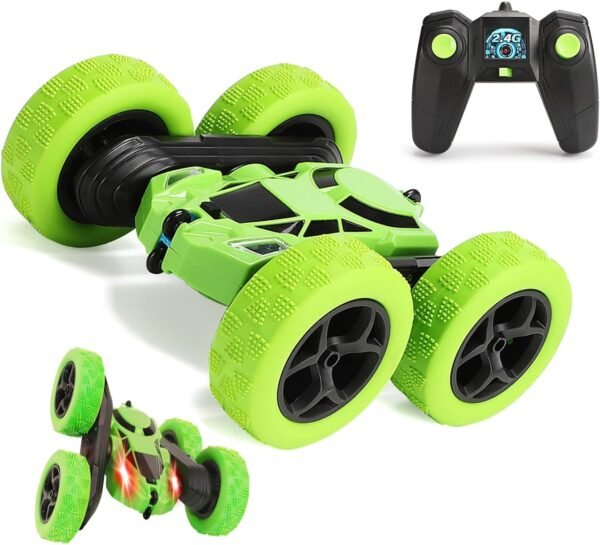 Remote Control Car,  Electric Race Stunt RC Cars, Double Sided 360° Rolling Rotating Rotation, Gifts for Children Aged 5-16 Years (Green)