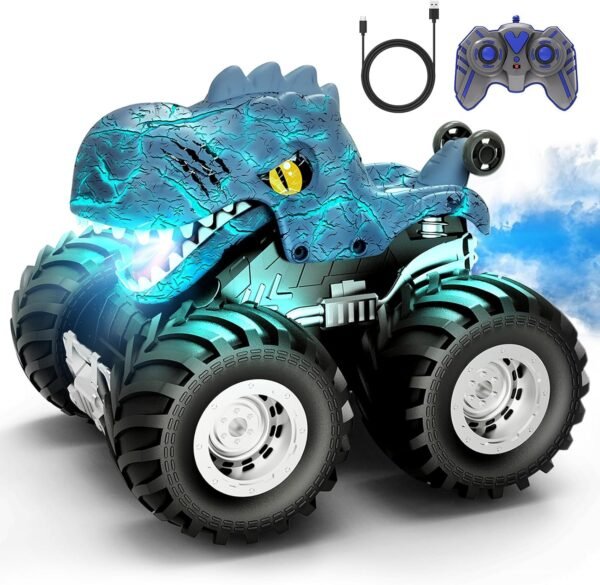 Remote Control Monster Trucks Car, 360° Rotating RC Cars for Boys,  Dinosaur Toys with Spray, Light & Sound, Toys for Kids 6 7 8 Year Olds, Gift for Boys and Girls