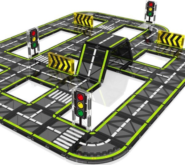 Magnetic Tiles Road Set, Magnetic Building Blocks for Toddler Kids,  Educational Magnet Toys for Kids Ages 3+Year Old,  Creative Toy for Christmas Birthday Gifts