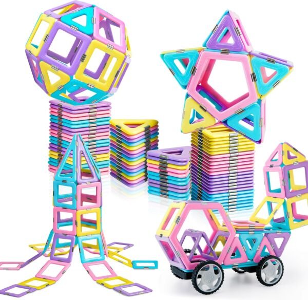 K Magnetic Building Blocks Set, Upgraded Magnetic Tiles Toys for 3 4 5 6 7 8+ Year Old Girls, 103pcs Magnet Toys for Toddlers Boys and Girls 3-5