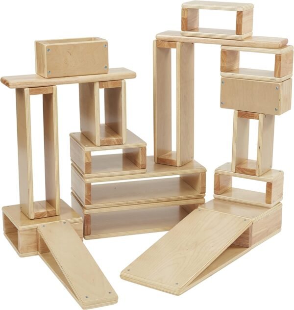 Hollow Block Set, Wooden Toys, Natural, 18-Piece