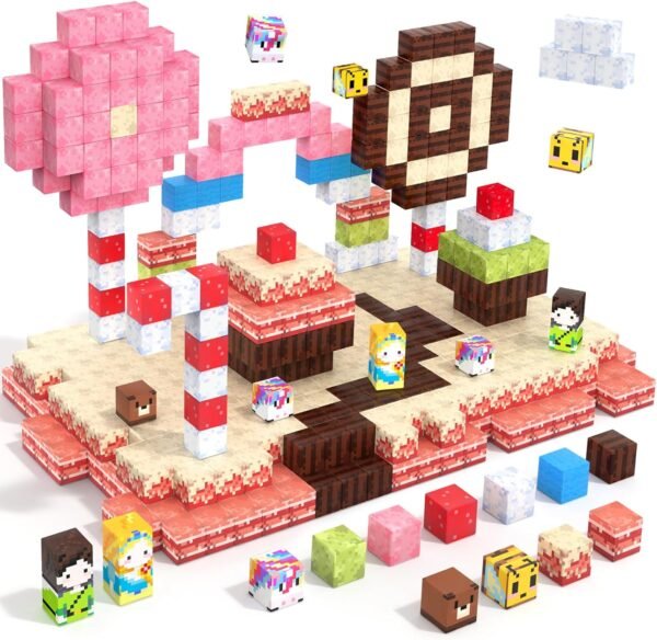 Magnetic Blocks for Kids Ages 3-5,54pcs Candy Magnetic Building Blocks Pink Magnet Cubes Sensory Creative Learning Toys Gifts for Toddlers Ages 4-8 5 6 7+Year Old Girls Birthday Easter